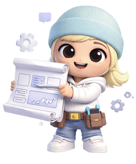 Mascot delivering website blueprint